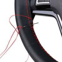 Оплетка на руль  (M) экокожа черная сшиваемая (нитка в комплекте)