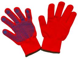 Перчатки акриловые утепленные с точкой ПВХ красные