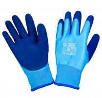 Перчатки нейлоновые  утепленные (-30С-(-40С) с 2-ым латексным обливом сине-голубые/10/200